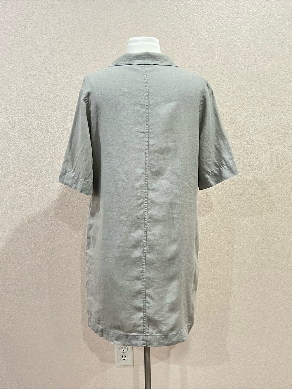 Everlane Seagrass Green Linen Notch Workwear Shirtdress Size Medium - Picture 8 of 15